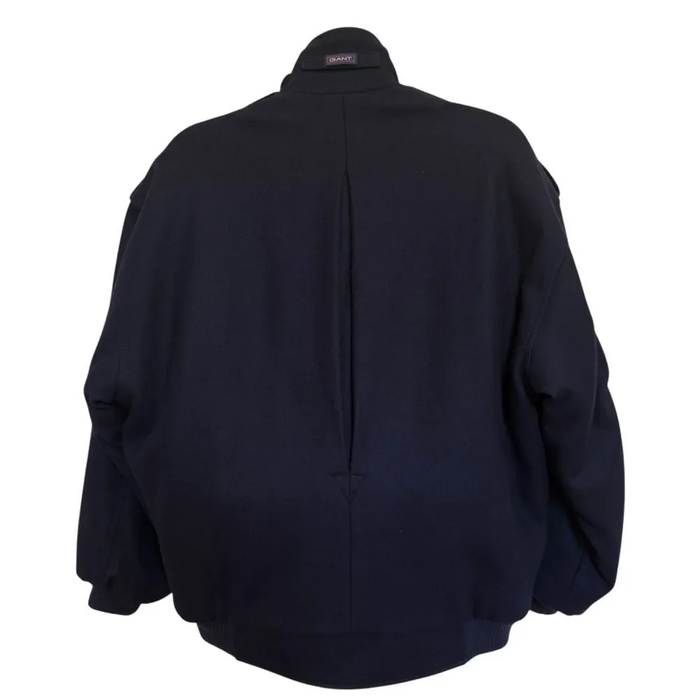 Vintage Gant Heavy Wool Bomber Jacket Quilted Lining Winter Navy Blue Men’s Sz M